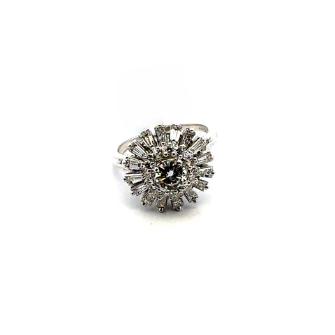 18KWG Diamond Ballerina Ring