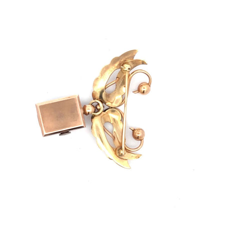 Crawford 14k Rose Gold Lapel Pin Watch Swan Shaped Manual Wind