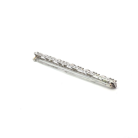 Art Deco Filigree Platinum .50ctw European Cut Diamond & Sapphire Bar Pin Brooch