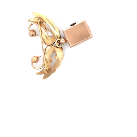 Crawford 14k Rose Gold Lapel Pin Watch Swan Shaped Manual Wind