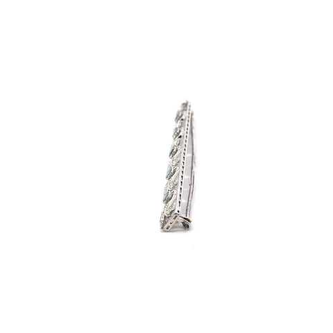 Art Deco Filigree Platinum .50ctw European Cut Diamond & Sapphire Bar Pin Brooch