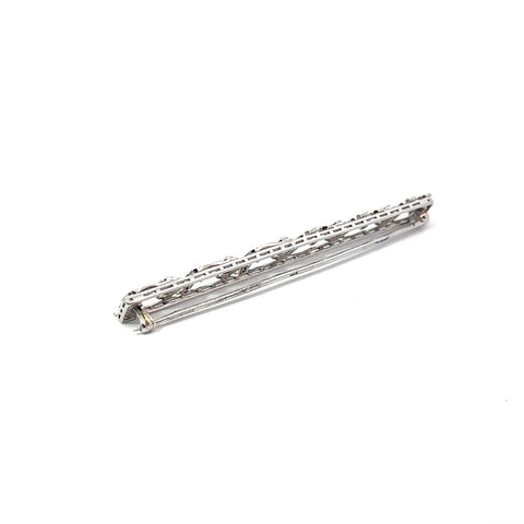 Art Deco Filigree Platinum .50ctw European Cut Diamond & Sapphire Bar Pin Brooch