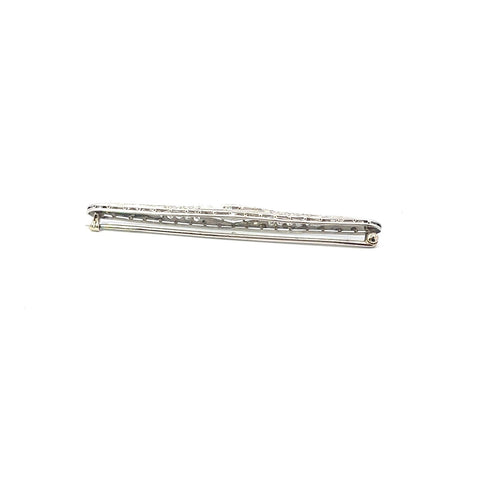 Art Deco Filigree Platinum .80ctw Old European Cut Diamond Bar Pin Brooch
