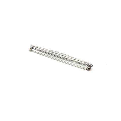 Art Deco Filigree Platinum .80ctw Old European Cut Diamond Bar Pin Brooch