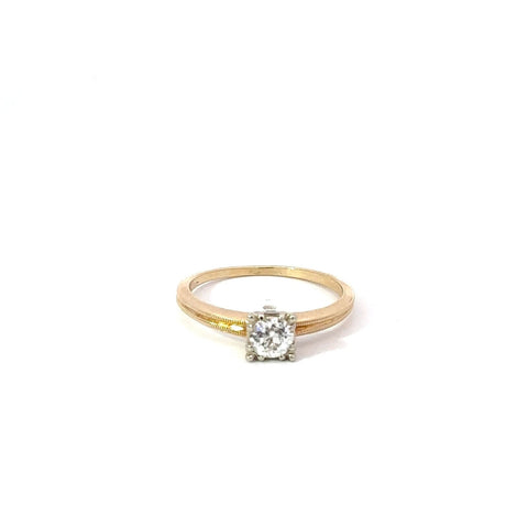 Diamond Solitaire Engagement Ring 14k Yellow Gold .45ct Old European Cut Sz 7.5