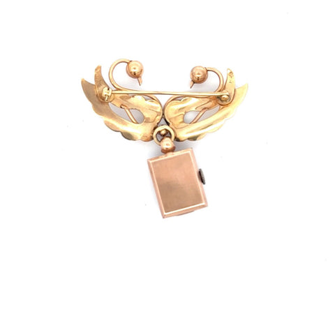 Crawford 14k Rose Gold Lapel Pin Watch Swan Shaped Manual Wind