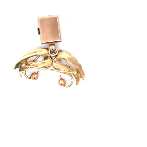 Crawford 14k Rose Gold Lapel Pin Watch Swan Shaped Manual Wind