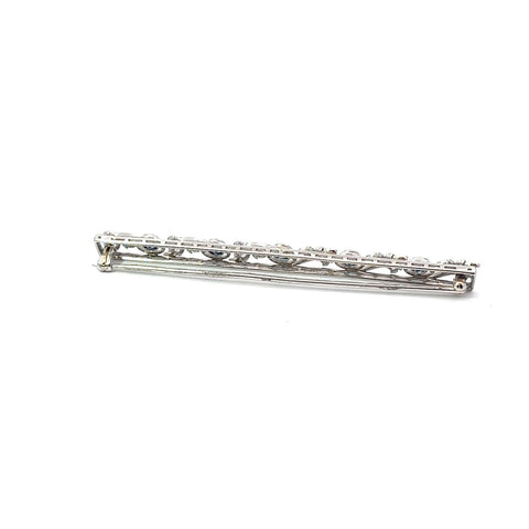 Art Deco Filigree Platinum .50ctw European Cut Diamond & Sapphire Bar Pin Brooch