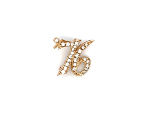 14kt Yellow Gold "76" Diamond Pendant/Pin