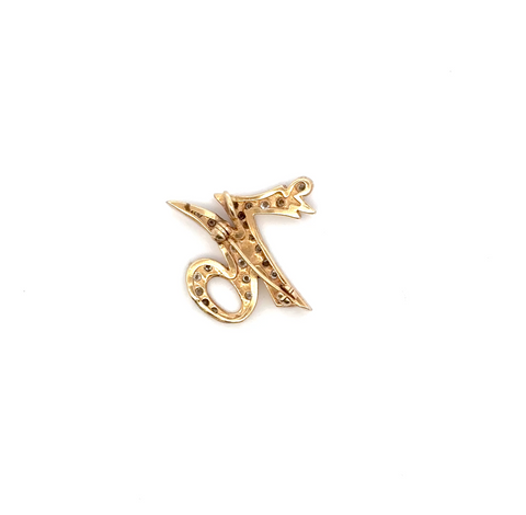 14kt Yellow Gold "76" Diamond Pendant/Pin