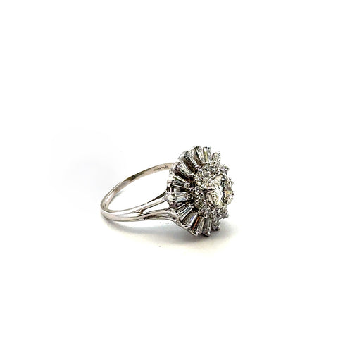 18KWG Diamond Ballerina Ring