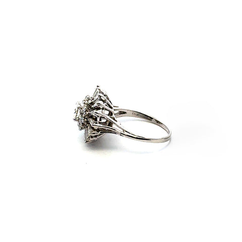 18KWG Diamond Ballerina Ring