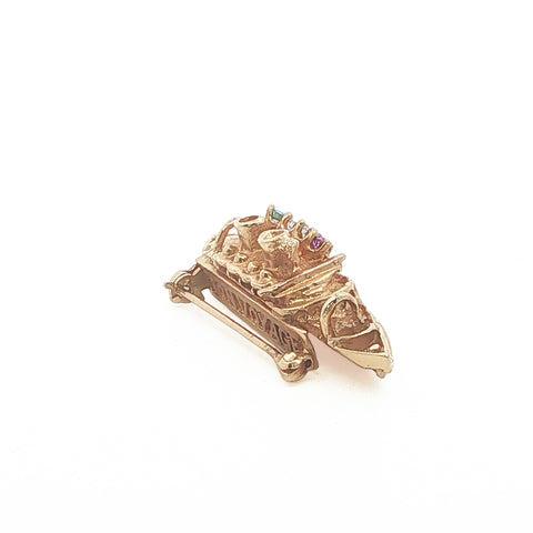 14Kt Yellow Gold Boat Pin with Diamond and Gemstone Accents