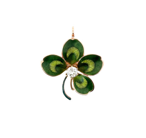 14kt Krementz Clover Pin with Old European Diamond