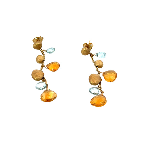 18Kt Yellow Gold Marco Bicego Paradise Topaz and Citrine Drop Earrings -  210-00176