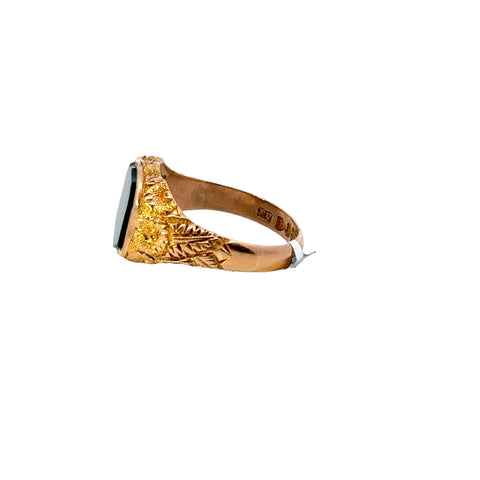 9K Yellow Gold Edvard Vaughton 1900 Bloodstone Ring