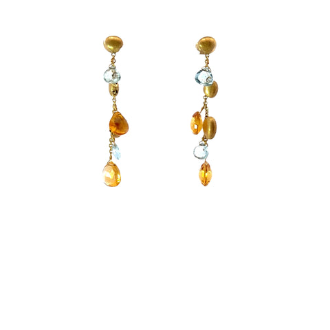 18Kt Yellow Gold Marco Bicego Paradise Topaz and Citrine Drop Earrings -  210-00176