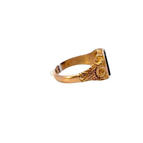 9K Yellow Gold Edvard Vaughton 1900 Bloodstone Ring