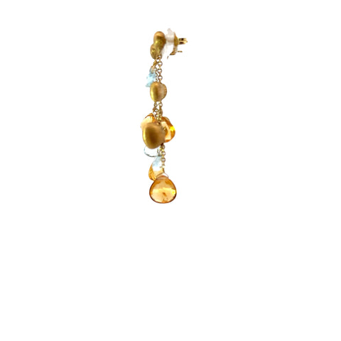 18Kt Yellow Gold Marco Bicego Paradise Topaz and Citrine Drop Earrings -  210-00176