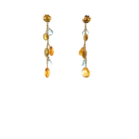 18Kt Yellow Gold Marco Bicego Paradise Topaz and Citrine Drop Earrings -  210-00176