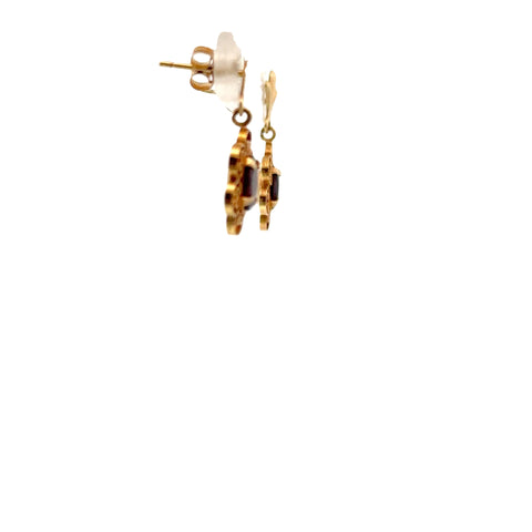 10Kt Yellow Gold Garnet Drop Earrings - (210-00178)