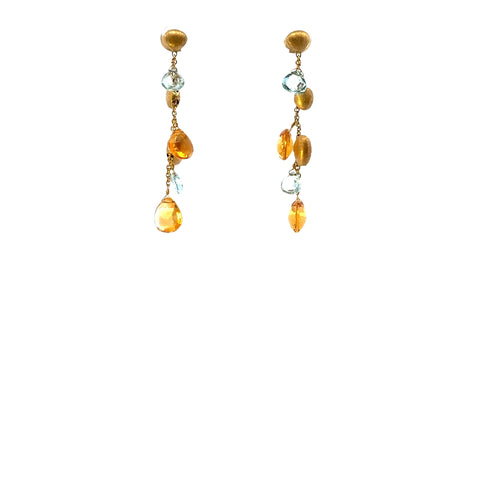 18Kt Yellow Gold Marco Bicego Paradise Topaz and Citrine Drop Earrings -  210-00176