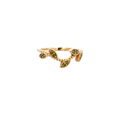 14kt Yellow Gold Ring with Treated Green Diamonds