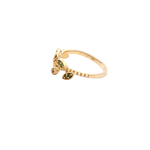 14kt Yellow Gold Ring with Treated Green Diamonds