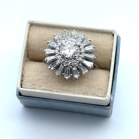 18KWG Diamond Ballerina Ring