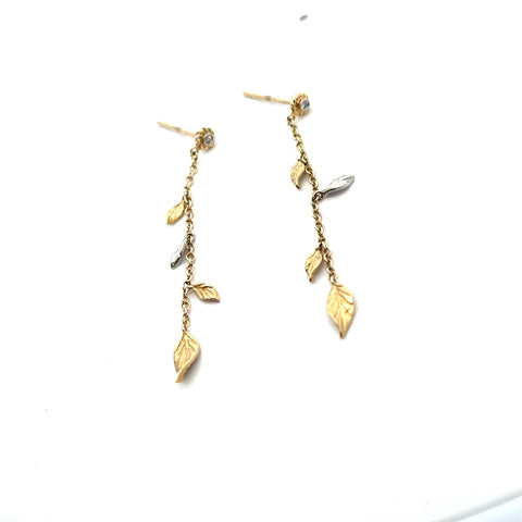 14kt Gabriel & Co. Leaf & Vine Necklace & Earring Set