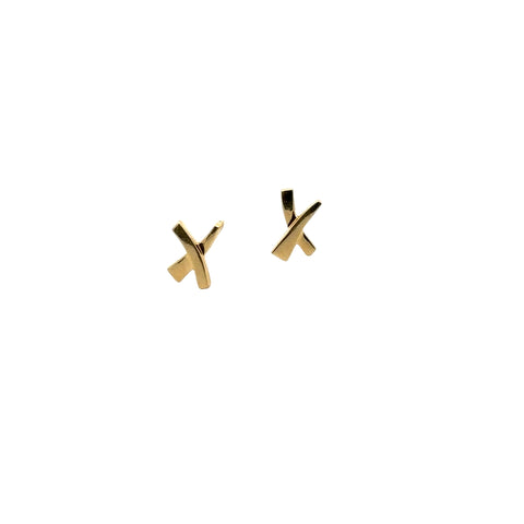 Tiffany & Co. 18Kt Yellow Gold Paloma Picasso's Graffiti "X" Stud Earrings