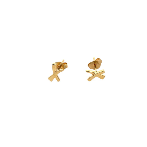 Tiffany & Co. 18Kt Yellow Gold Paloma Picasso's Graffiti "X" Stud Earrings