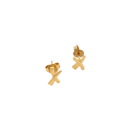 Tiffany & Co. 18Kt Yellow Gold Paloma Picasso's Graffiti "X" Stud Earrings