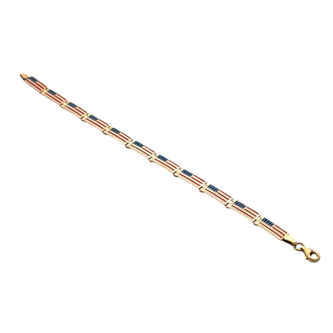 10kt Yellow Gold Enameled American Flag Bracelet