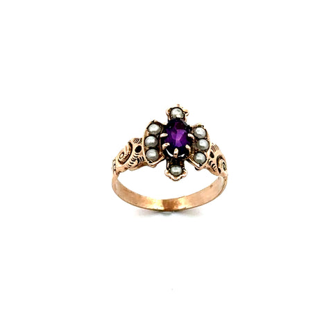 Victorian Amethyst & Seed Pearl Ring
