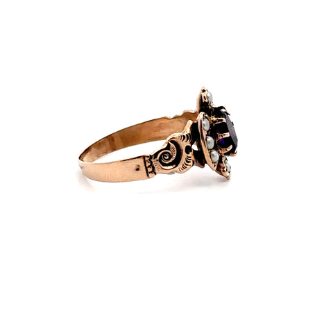 Victorian Amethyst & Seed Pearl Ring