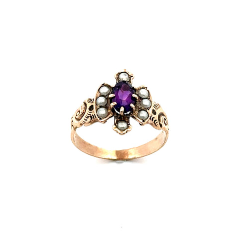 Victorian Amethyst & Seed Pearl Ring