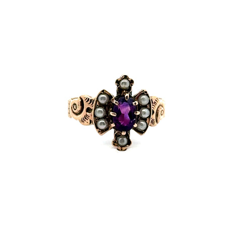 Victorian Amethyst & Seed Pearl Ring