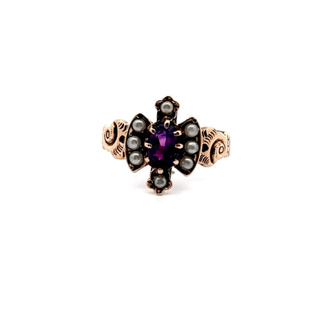Victorian Amethyst & Seed Pearl Ring