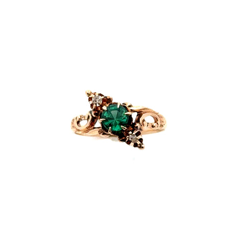 Victorian Emerald & Rose-Cut Diamond Accents in 10kt Rose Gold