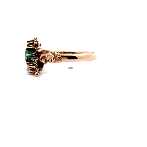 Victorian Emerald & Rose-Cut Diamond Accents in 10kt Rose Gold