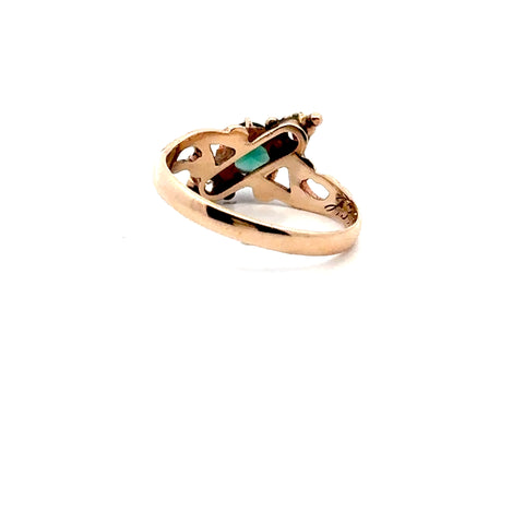 Victorian Emerald & Rose-Cut Diamond Accents in 10kt Rose Gold