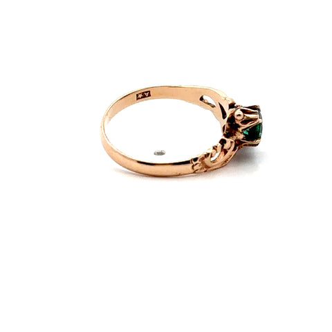 Victorian Emerald & Rose-Cut Diamond Accents in 10kt Rose Gold