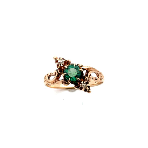 Victorian Emerald & Rose-Cut Diamond Accents in 10kt Rose Gold