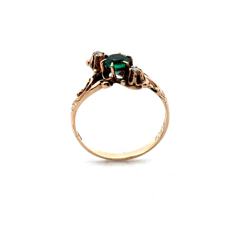 Victorian Emerald & Rose-Cut Diamond Accents in 10kt Rose Gold
