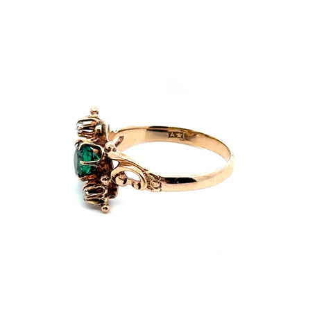 Victorian Emerald & Rose-Cut Diamond Accents in 10kt Rose Gold