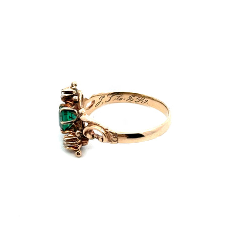 Victorian Emerald & Rose-Cut Diamond Accents in 10kt Rose Gold