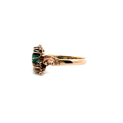 Victorian Emerald & Rose-Cut Diamond Accents in 10kt Rose Gold