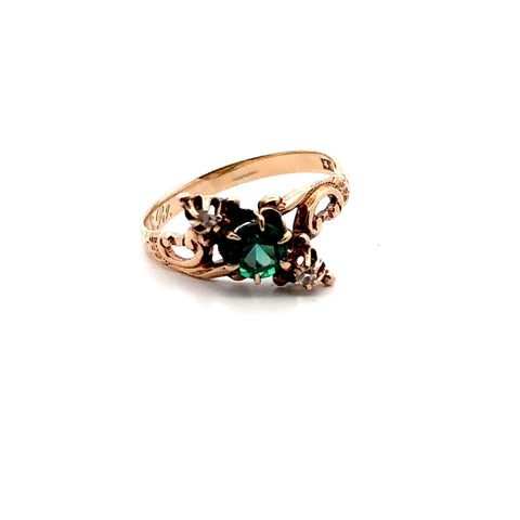 Victorian Emerald & Rose-Cut Diamond Accents in 10kt Rose Gold