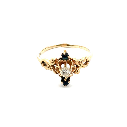 Diamond and Sapphire Ring in 14kt Yellow Gold